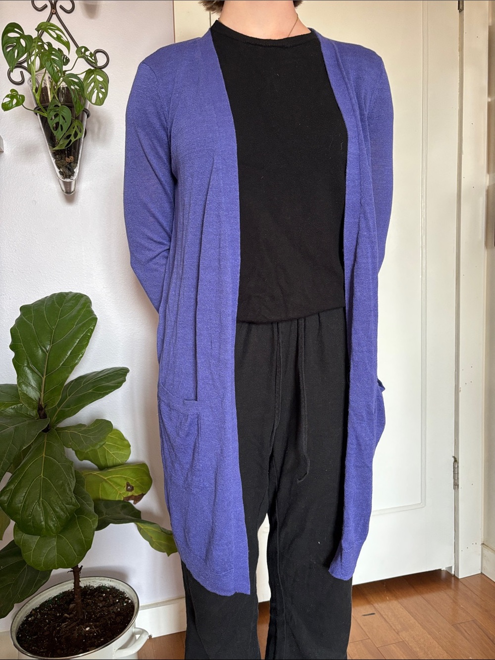 Halogen Linen Blend Purple Cardigan